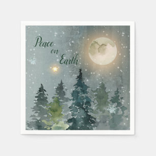 Serviette En Papier Paix sur Terre Aquarelle moderne Noël
