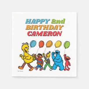 Serviette En Papier Pal de rue Sésame   Ballons d'anniversaire