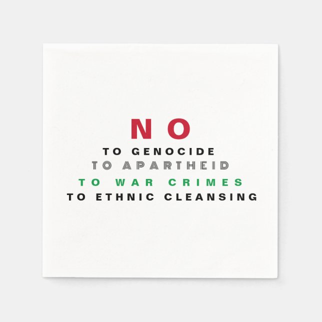 SERVIETTE EN PAPIER PALESTINE LIBRE NON AUX CRIMES DE GUERRE APARTHEID (Devant)