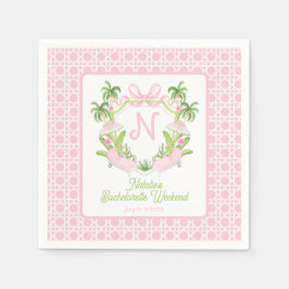 Serviette En Papier Palm Beach Monogram Crest Bachelorette Weekend