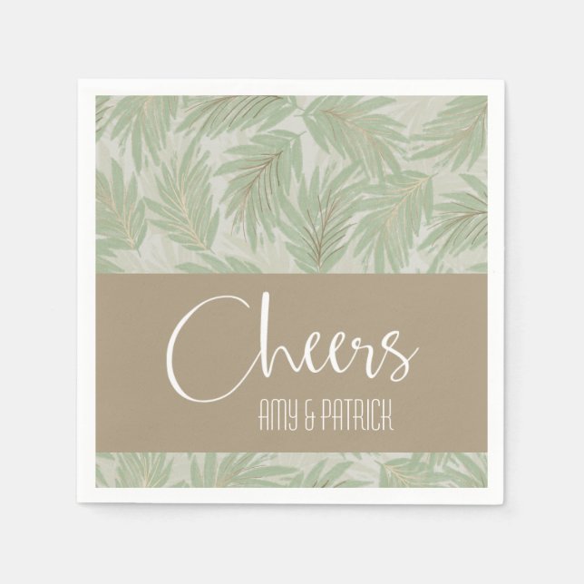 Serviette En Papier Palm Frances Gold vert (Devant)