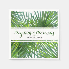 Serviette En Papier Palm Greenerife Noms et Mariage de date Napkin