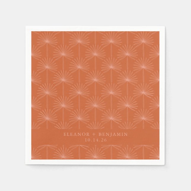 Serviette En Papier Palm Leaf Botanique Brûlé Orange Mariage Personnal (Devant)