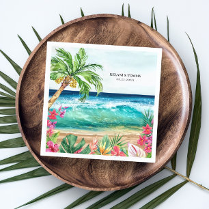 Serviette En Papier Palm Paradise Plage tropicale Mariage, Douche, Lua