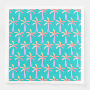 Serviette En Papier Palm Springs Caraïbes Bleu Tropical Palm Tree