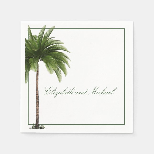 Serviette En Papier Palm Tree Élégant Moderne Chic (Devant)
