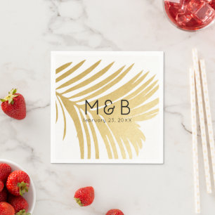 Serviette En Papier Palm Tree Feuilles Tropical Gold Personnalisé