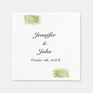 Serviette En Papier Palm Tree Foliage Vert Aquarelle Feuille Mariage