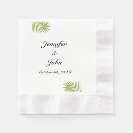 Serviette En Papier Palm Tree Foliage Vert Aquarelle Feuille Mariage