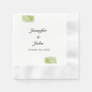 Serviette En Papier Palm Tree Green Foliing Aquarelle Feuille Mariage