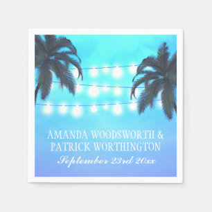 Serviette En Papier Palm Tree Lights Aquarelle Sky Mariage Napkins