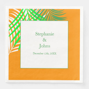 Serviette En Papier Palm Tree Orange Green Art Feuille Mariage