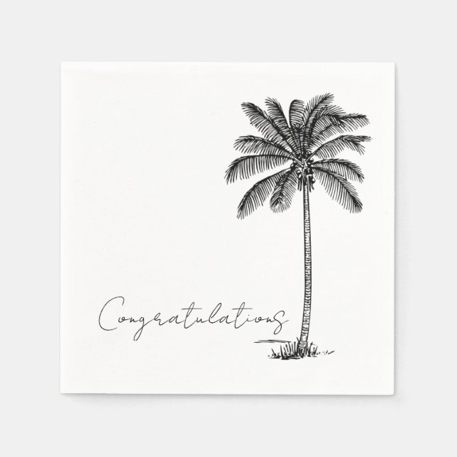 Serviette En Papier Palm Tree Tropical Beach Minimal Félicitations (Devant)