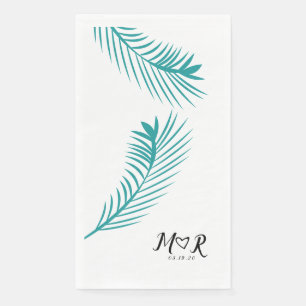 Serviette En Papier Palm Tropical Leaf Leaf Logo de Mariage   
