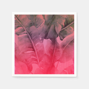 Serviette En Papier Palme d'été rose Tropical Feuille Luau Party