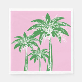 Serviette En Papier Palmier Rose Vert Préparatoire Plage Tropicale d'É