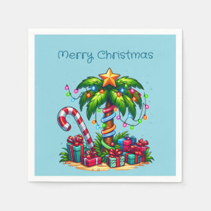 Serviette En Papier Palmier tropical Joyeux Noël