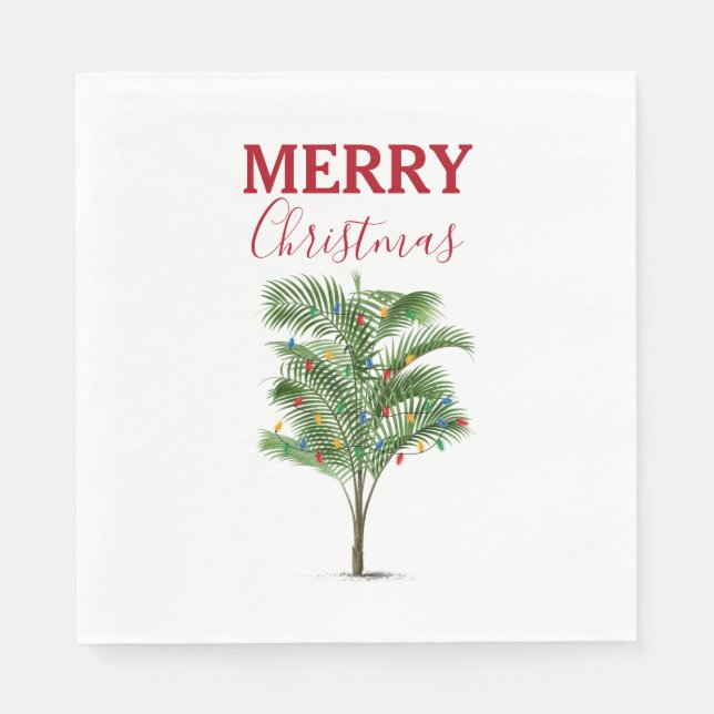 Serviette En Papier Palmier Tropical Noël Arbre de Noël (Devant)
