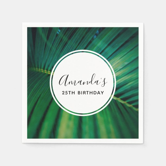 Serviette En Papier Palmier vert Frond Nature tropicale Anniversaire (Devant)