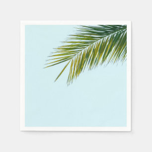Serviette En Papier Palmier Vert Tropical sur Fond Bleu Clair