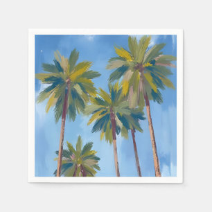Serviette En Papier Palmiers Art Aquarelle Tropical