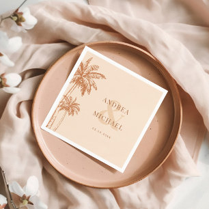 Serviette En Papier Palmiers en terre cuite & mariage à la plage Amper