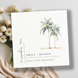 Serviette En Papier Palmiers minimaux Aquarelle Mariage tropical
