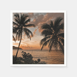 Serviette En Papier Palmiers Tropical Sunset Beach