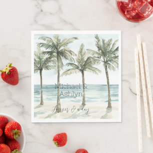 Serviette En Papier Palmiers tropicaux Ocean Beach Mariage