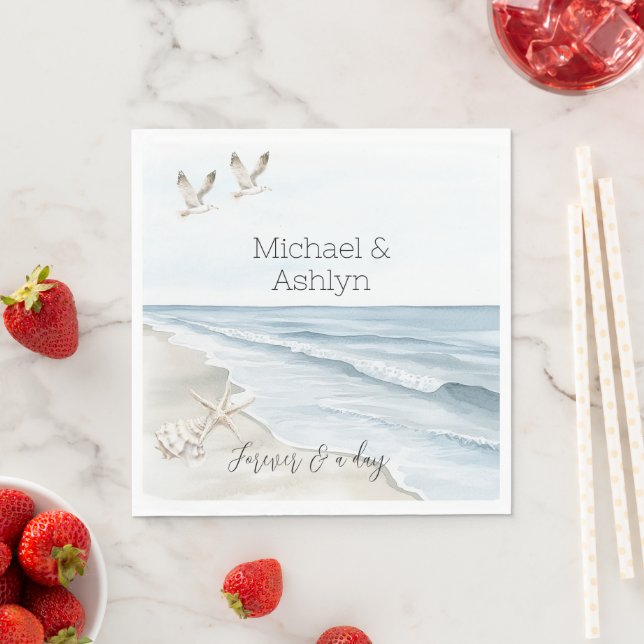 Serviette En Papier Palmiers tropicaux Ocean Beach Mariage (En situation)