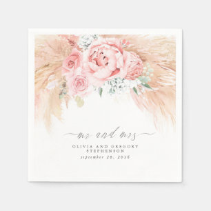 Serviette En Papier Pampa Mariage en laiton tropical Floral