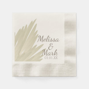 Serviette En Papier Pampas Bohème Simple Beige Marron Mariage Fête