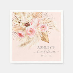 Serviette En Papier Pampas boho floral rose vif