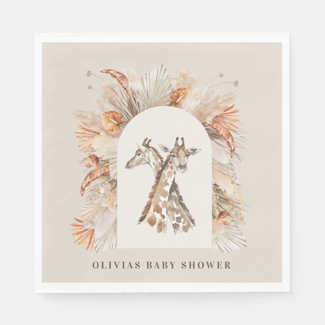Serviette En Papier Pampas botanique herbe girafe moderne safari chic (Devant)