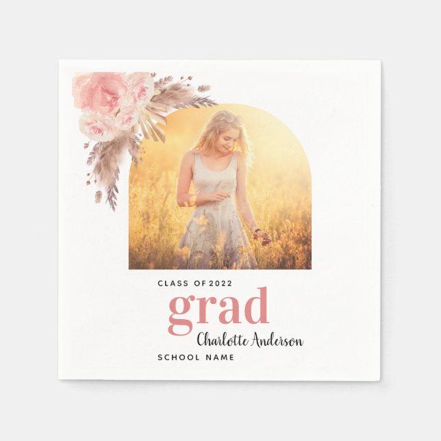Serviette En Papier Pampas de finition herbe photo blush arch (Devant)