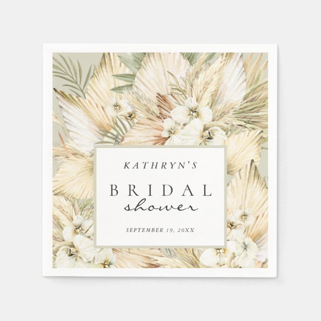 Serviette En Papier Pampas Fleurs séchées Grass Boho Fête des mariées  (Devant)
