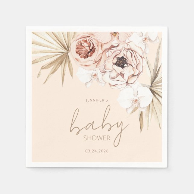 Serviette En Papier Pampas Grass Boho Baby shower bohème (Devant)