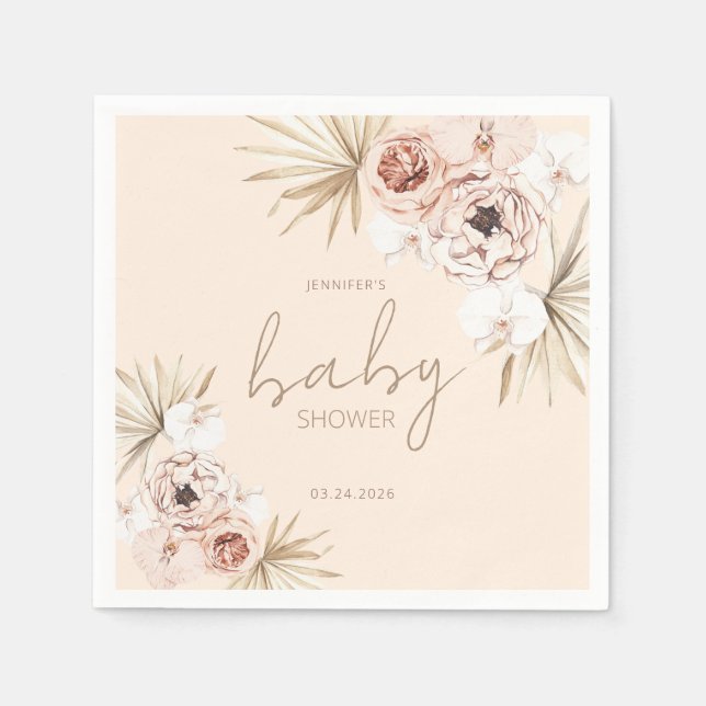 Serviette En Papier Pampas Grass Boho Baby shower bohème (Devant)