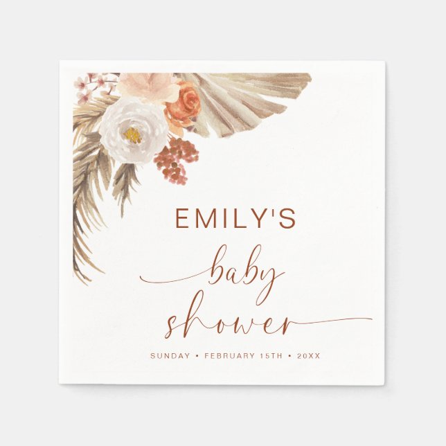 Serviette En Papier Pampas Grass Boho Bohemian Desert Baby shower (Devant)