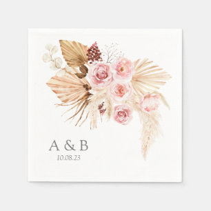 Serviette En Papier Pampas grass Boho Floral Mariage Réception