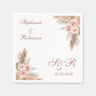 Serviette En Papier Pampas Grass Boho Mariage Cocktail Papier