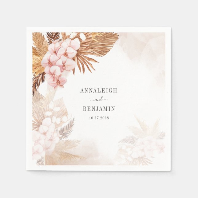 Serviette En Papier Pampas Grass Terracotta Papier de réception de mar (Devant)