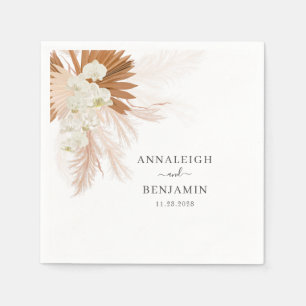 Serviette En Papier Pampas Grass Terracotta Script minimaliste Mariage