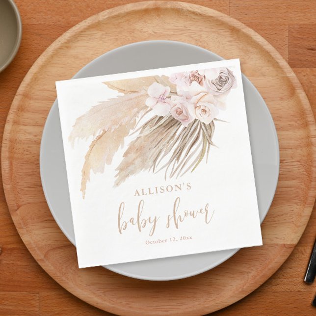Serviette En Papier Pampas herbe boho baby shower bohème serviettes (Créateur téléchargé)