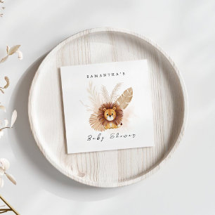 Serviette En Papier Pampas Lion baby shower invitation Panneau de bien
