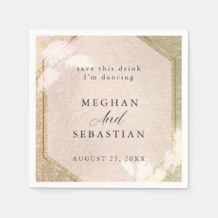 Serviette En Papier Pampas Rose en or