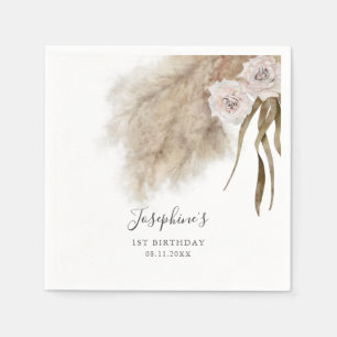 Serviette En Papier Pampas rose Grass Anniversaire