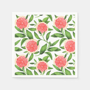 Serviette En Papier Pamplemousses d'aquarelle et motif de verdure