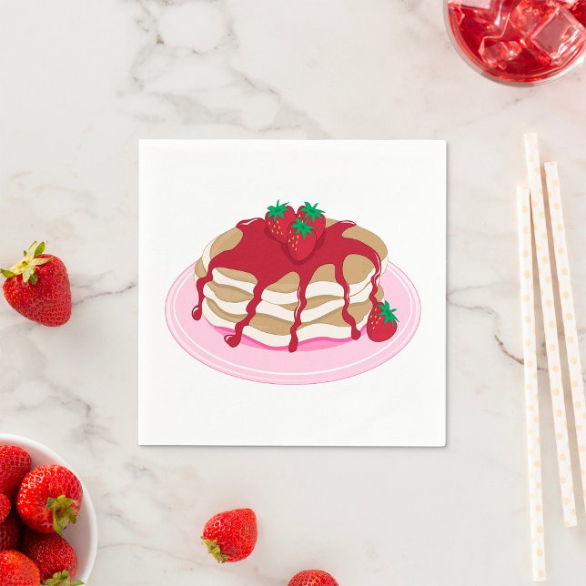 Serviette En Papier Pancakes aux fraises Papier alimentaire savoureux  (Créateur téléchargé)