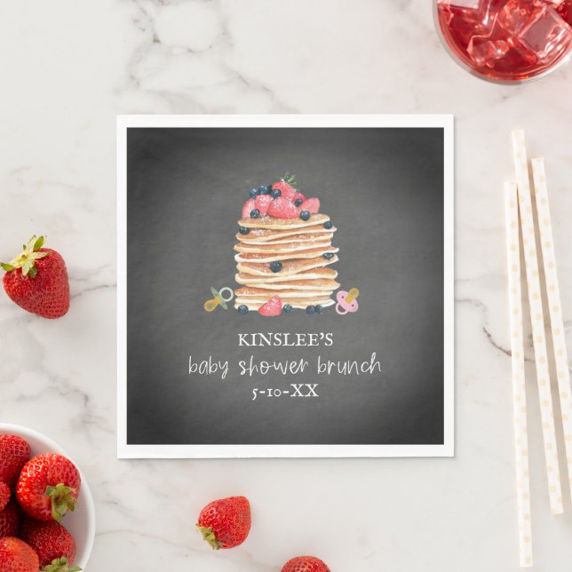 Serviette En Papier Pancakes & Pacificateurs Baby shower Brunch Chalkb (En situation)